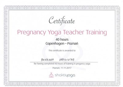 certyfikat joga w ciąży