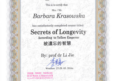 dyplom Secrets of Longevity